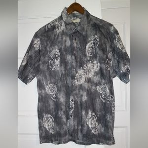 Vintage Perry Ellis Men's Short Sleeve shirt size XL gray Paisley print
